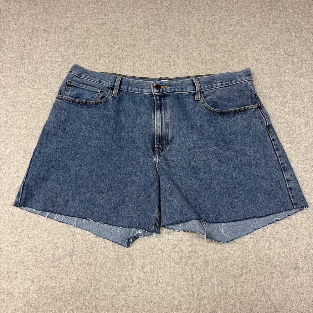 Levi's Middy Jorts Size 34 Blue Denim High Waisted Raw Hem Cut Off Jean Shorts